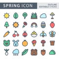 Set of Spring icon in Outline Color style isolated on white background. for your web site design, logo, app, UI. Vector graphics Royalty Free Stock Photo
