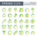 Set of Spring icon in Outline Gradient style isolated on white background. for your web site design, logo, app, UI. Vector Royalty Free Stock Photo