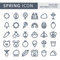 Set of Spring icon in Outline style isolated on white background. for your web site design, logo, app, UI. Vector graphics Royalty Free Stock Photo