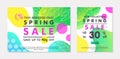 Set of spring sale banners with green gradient backgrounds Royalty Free Stock Photo