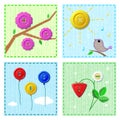 Set of spring sewing cards Royalty Free Stock Photo