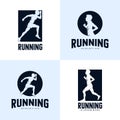 Set of Sprint Running Athletics Marathon logo design template