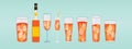 Set of spritz glass. cartoon icon design template with various models. vector illustration isolated on blue background Royalty Free Stock Photo