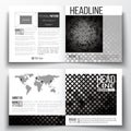 Set of square design brochure template. Abstract polygonal background, modern stylish silver vector texture Royalty Free Stock Photo