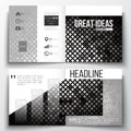 Set of square design brochure template. Abstract polygonal background, modern stylish silver vector texture Royalty Free Stock Photo