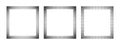 Set of square frames with grunge halftone texture. Quadrangular shapes with polka dot, noise or grain borders isolated Royalty Free Stock Photo