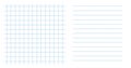Set square grid small notebook sheet paper art blue color in dotted line and horizontal lines template