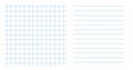 Set square grid small notebook sheet paper art blue color in dotted line and horizontal lines template