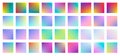 Set of square holographic gradient button. Multicolor green purple yellow orange pink cyan fluid gradients, colorful soft square