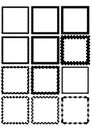 Set of square label borders, simply shapes in monochrome design, black grunge drawing on white background Royalty Free Stock Photo