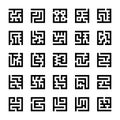 Set of square labyrinth maze icons