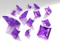 Set of square lilac amethyst stones - 3D Royalty Free Stock Photo