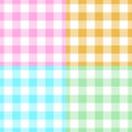 set of square multicolored pastel checked seamless design for pattern and background