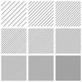 Set square patterns with diagonal lines stripes, vector diagonal parallel lines wallpaper texture