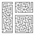 A set of square and rectangular labyrinths with entrance and exit. Simple flat vector illustration isolated on white background. Royalty Free Stock Photo