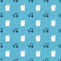 Set Square root of 4 glyph and Astronomical observatory on seamless pattern. Vector Royalty Free Stock Photo