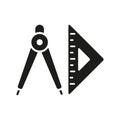 Set square ruler triangle compass icon vector design templates simple and modern