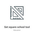 Set square school tool outline vector icon. Thin line black set square school tool icon, flat vector simple element illustration Royalty Free Stock Photo