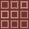 Set of square vintage frames background. Vector design elements that can be cut with a laser. A set of frames made of dec