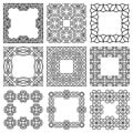 Set of square wide black frames, vignettes isolated on white background Royalty Free Stock Photo