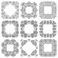 Set of square wide floral frames and vignettes Royalty Free Stock Photo
