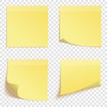 Set of square yellow sticky notes