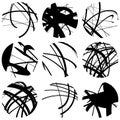 Set of squiggle, squiggly line circles. 9 different variation. A