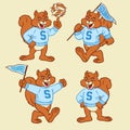 Set of Squirrels Sport Mascot in Vintage Style Royalty Free Stock Photo