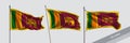 Set of Sri Lanka waving flag on isolated background vector illustration