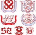 Set of SS monograms and emblem templates Royalty Free Stock Photo