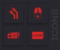 Set SSHD card, LAN cable network internet, Computer mouse and Video graphic icon. Vector Royalty Free Stock Photo