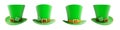 Set St. Patrick`s day green hat 3D illustration on a white background Royalty Free Stock Photo