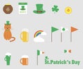 Set of St. Patrick`s day icons and elements. Royalty Free Stock Photo