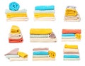 Set of stack`s of towels isolated on white isolated background Royalty Free Stock Photo