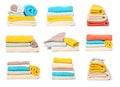 Set of stack`s of towels isolated on white isolated background Royalty Free Stock Photo