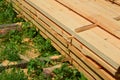 Set of Stacked wood pine timber for construction buildings Royalty Free Stock Photo