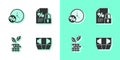 Set Stacks paper money cash, Clock and percent, Dollar plant and Finance document icon. Vector