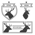Set of Stag Head and Shield Logos Royalty Free Stock Photo