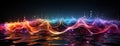 colorful neon sea iquilizer waves background banner Royalty Free Stock Photo