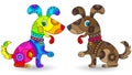 Stained glass illustration with  funny cartoon dogs , isolated images on white background Royalty Free Stock Photo