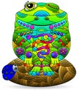 Stained glass-style illustrations with cute cartoon frog, animals isolated on a white background Royalty Free Stock Photo