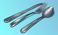 A set of stainless steel cutlery