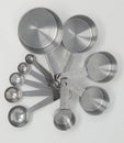 Set of Stainless Steel Measuring Cups and Spoons Royalty Free Stock Photo