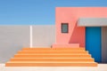 A set of stairs leading to a blue door Royalty Free Stock Photo