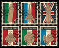 Set of stamps with architectural landmarks Royalty Free Stock Photo