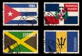 Set of stamps with flags from the Caribbean