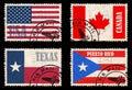 Set of stamps with flags from North America