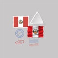 A set of stamps with the image of the flag PERU