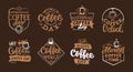 The set of stamps about an international coffee day. The lettering quotes Royalty Free Stock Photo