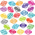 Set of stamps with positive and negative emotions Royalty Free Stock Photo